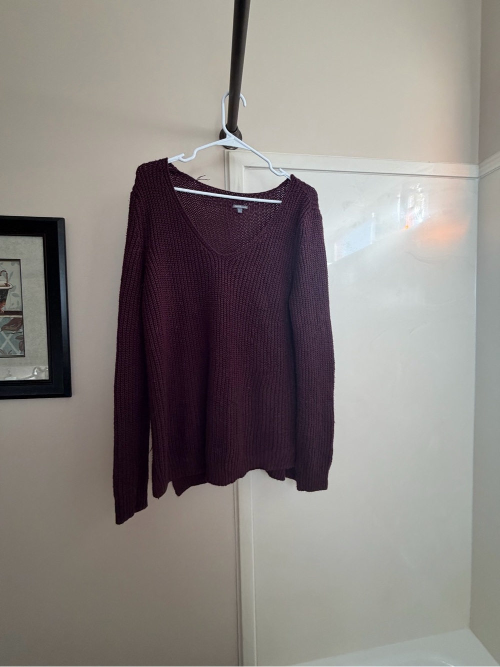 Charlotte Russe V-Neck Chunky Knit Sweater - Wine Purple
